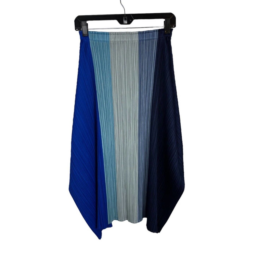 Issey Miyake Pleated Midi Skirt in Gradient Blues